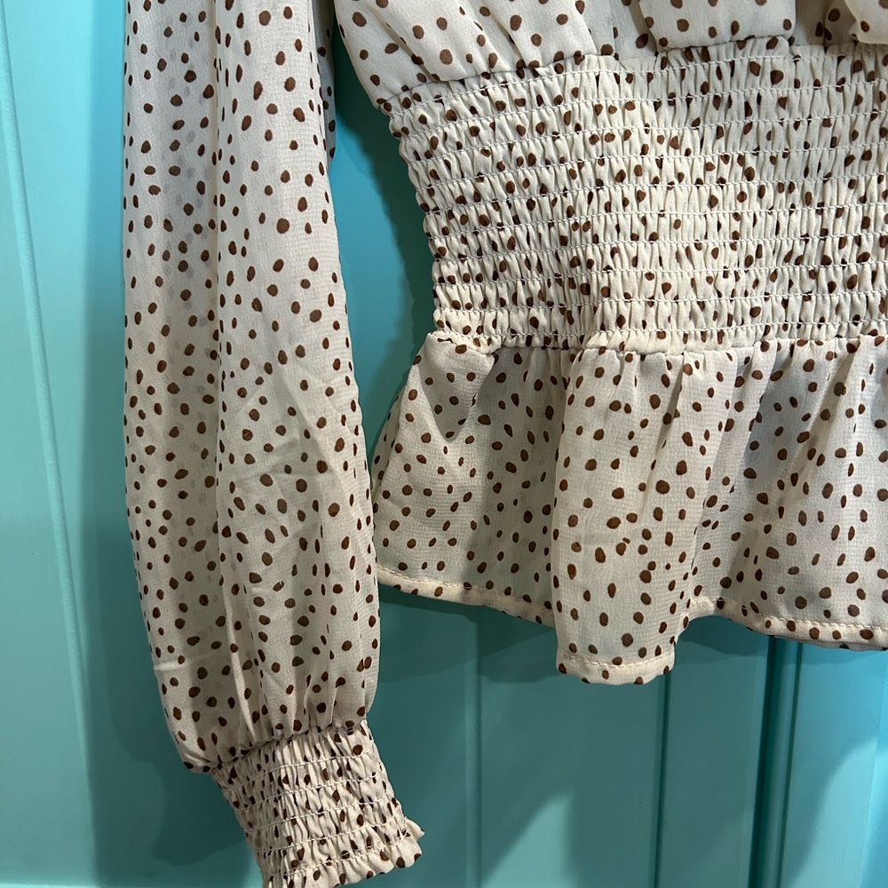 EUC WOMENS Japna blouse top sz large polka dot - Picture 4 of 4